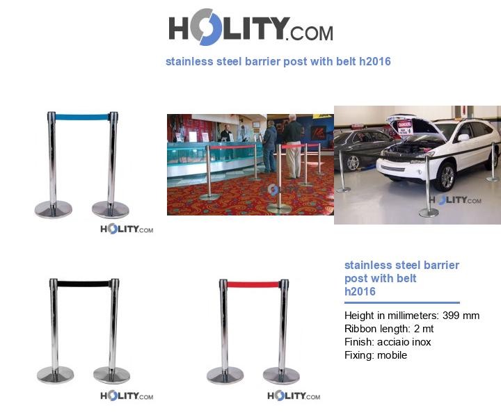 stainless steel barrier post with belt h2016