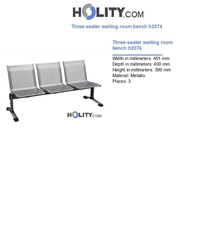 Three-seater waiting room bench h2074