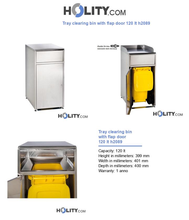 Tray clearing bin with flap door 120 lt h2089