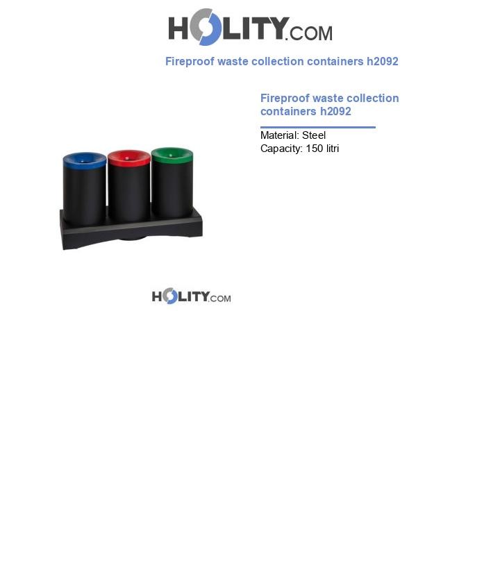 Fireproof waste collection containers h2092