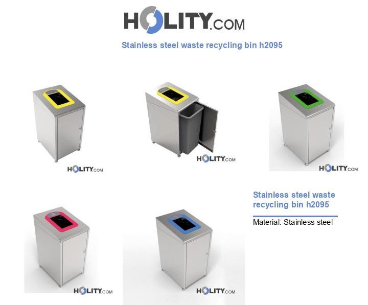 Stainless steel waste recycling bin h2095