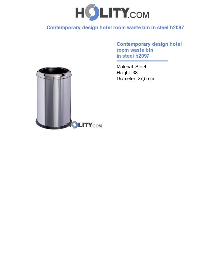 Contemporary design hotel room waste bin in steel h2097