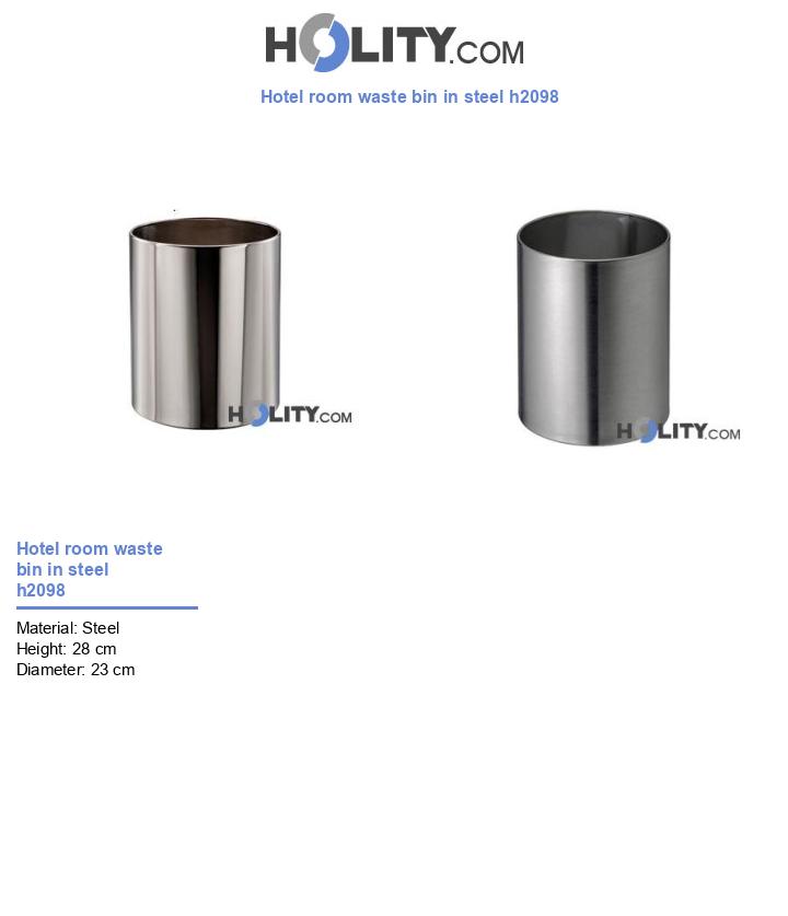 Hotel room waste bin in steel h2098