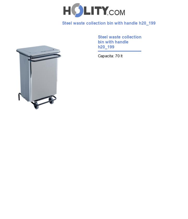 Steel waste collection bin with handle h20_199