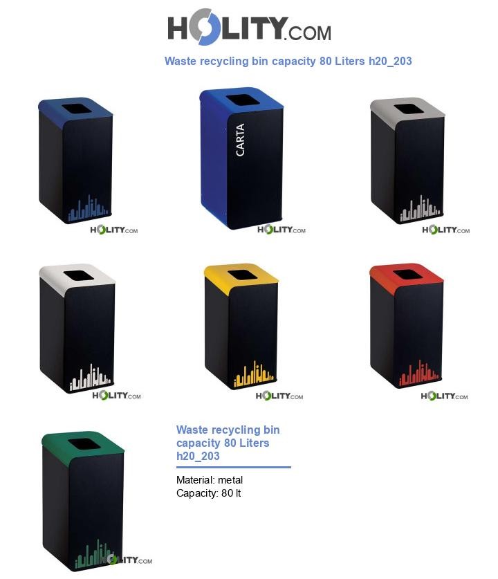 Waste recycling bin capacity 80 Liters h20_203