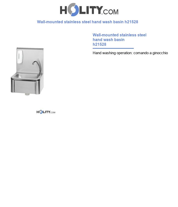 Wall-mounted stainless steel hand wash basin h21528