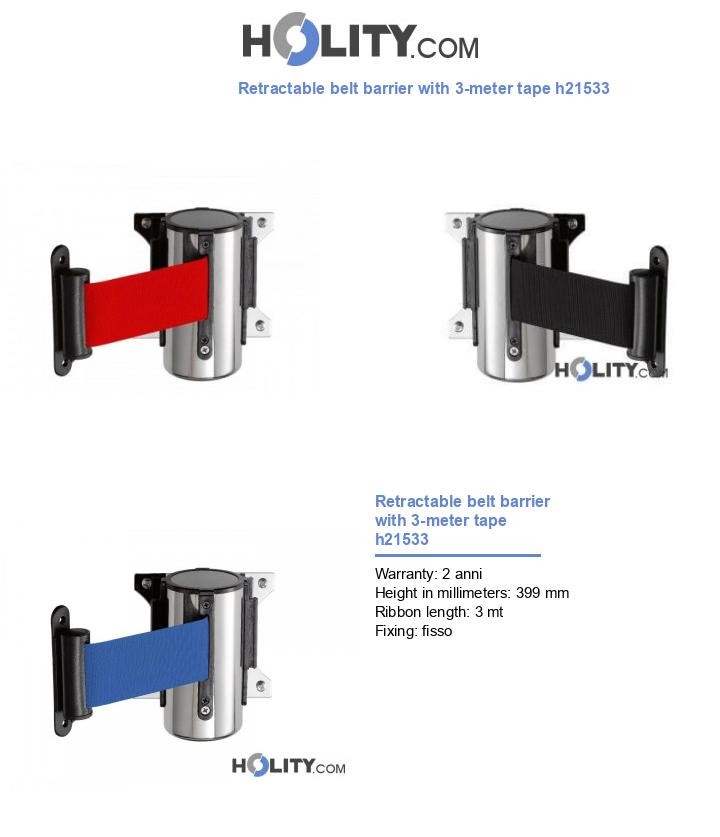 Retractable belt barrier with 3-meter tape h21533