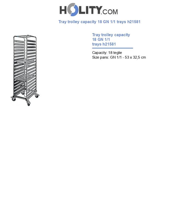 Tray trolley capacity 18 GN 1/1 trays h21581