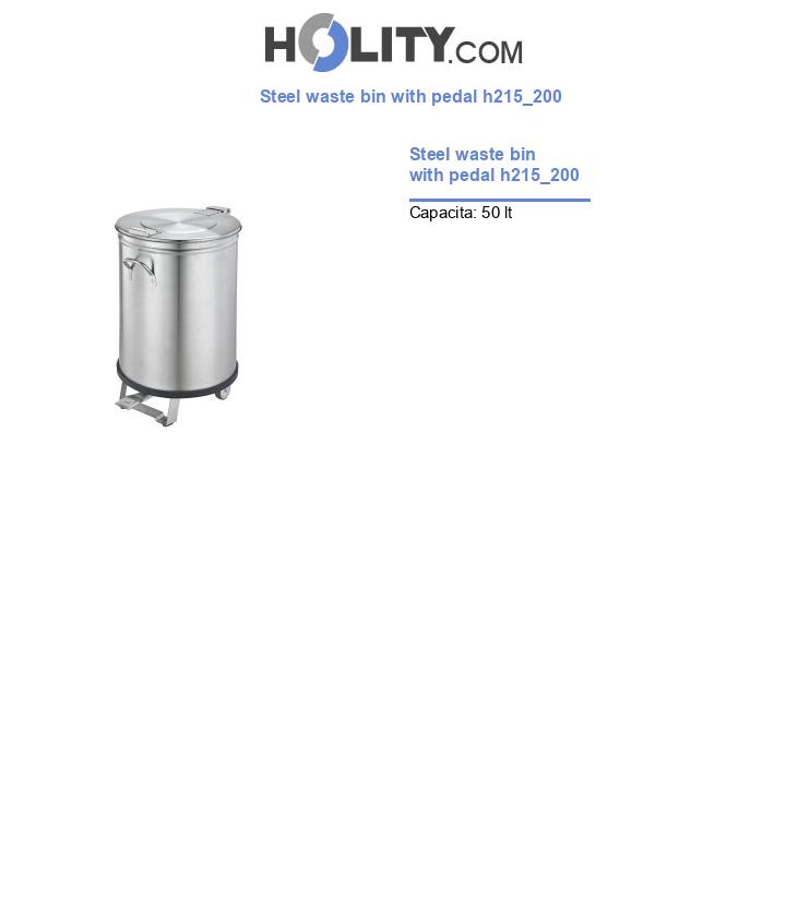 Steel waste bin with pedal h215_200