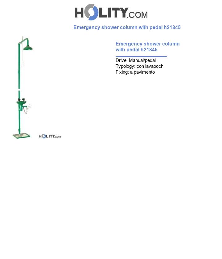 Emergency shower column with pedal h21845