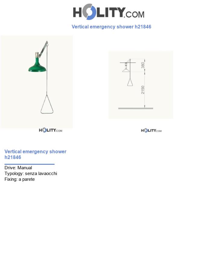 Vertical emergency shower h21846