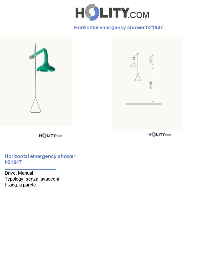 Horizontal emergency shower h21847