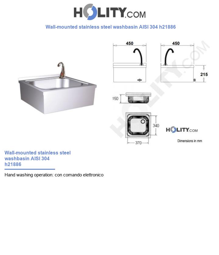 Wall-mounted stainless steel washbasin AISI 304 h21886
