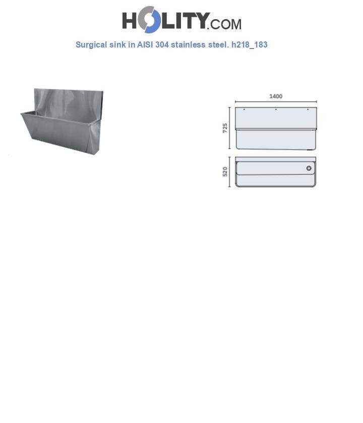 Surgical sink in AISI 304 stainless steel. h218_183