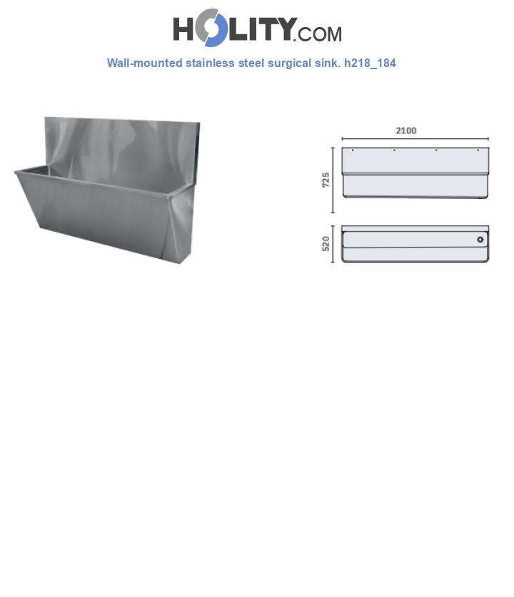 Wall-mounted stainless steel surgical sink. h218_184