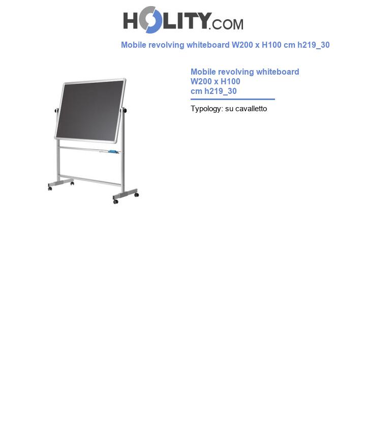 Mobile revolving whiteboard W200 x H100 cm h219_30