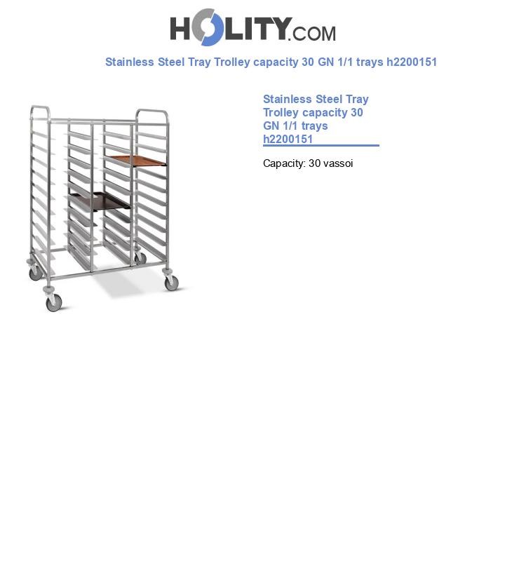 Stainless Steel Tray Trolley capacity 30 GN 1/1 trays h2200151