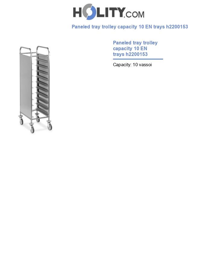 Paneled tray trolley capacity 10 EN trays h2200153