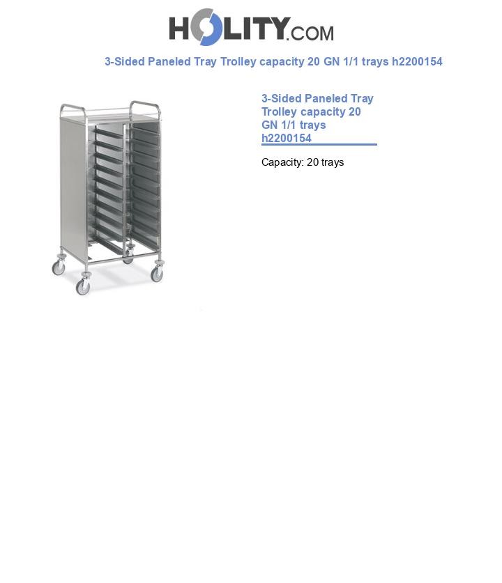 3-Sided Paneled Tray Trolley capacity 20 GN 1/1 trays h2200154