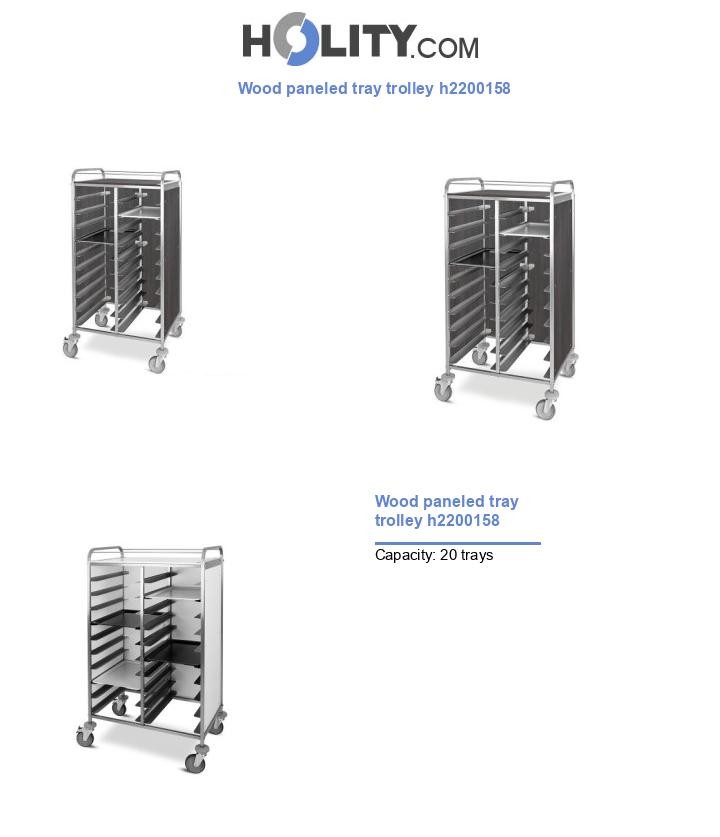 Wood paneled tray trolley h2200158
