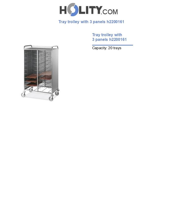 Tray trolley with 3 panels h2200161