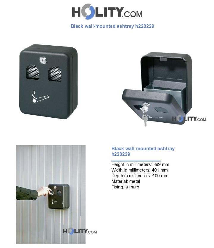 Black wall-mounted ashtray h220229