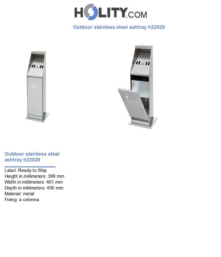 Outdoor stainless steel ashtray h22029
