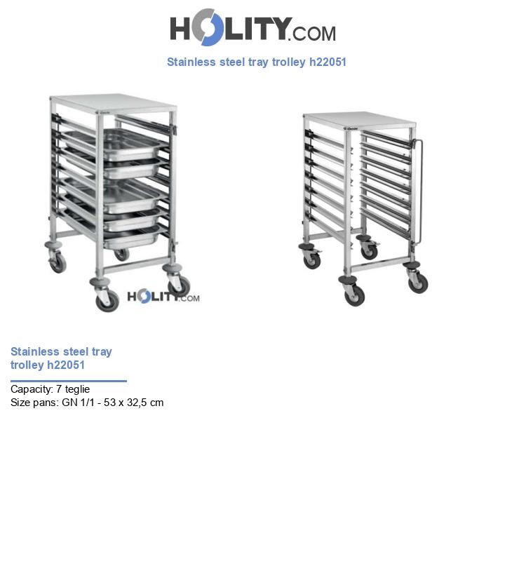 Stainless steel tray trolley h22051