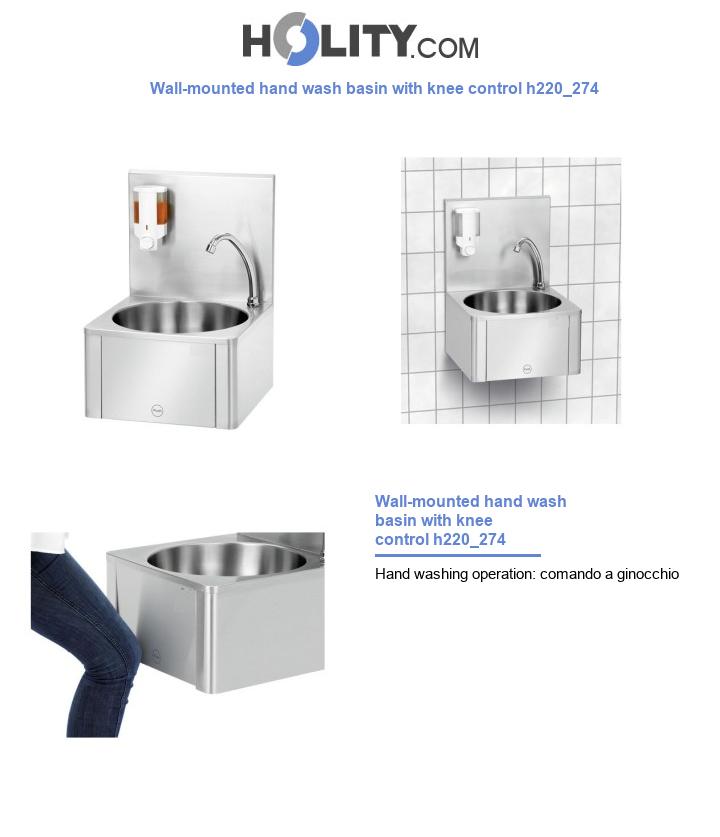 Wall-mounted hand wash basin with knee control h220_274