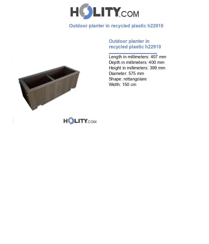 Outdoor planter in recycled plastic h22910