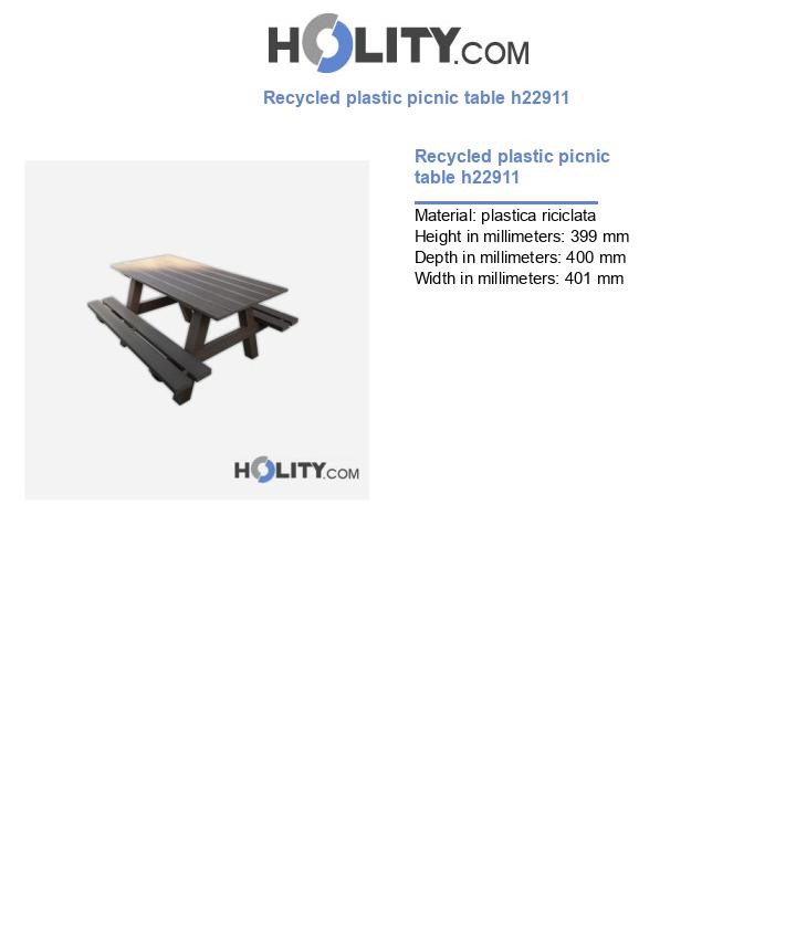 Recycled plastic picnic table h22911