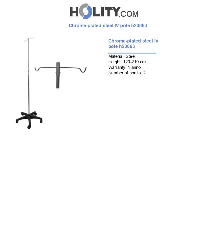 Chrome-plated steel IV pole h23063
