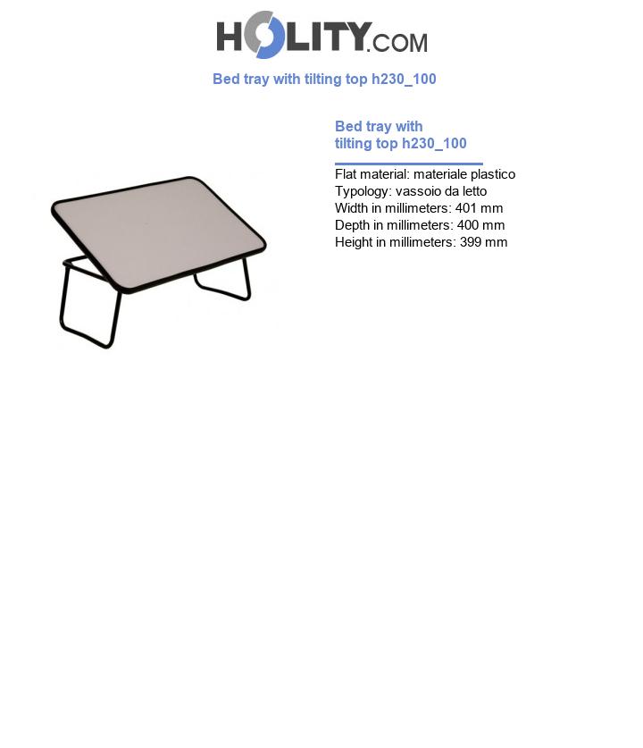 Bed tray with tilting top h230_100