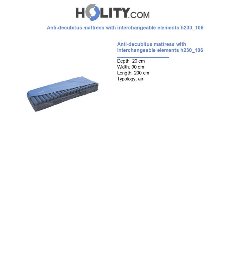 Anti-decubitus mattress with interchangeable elements h230_106