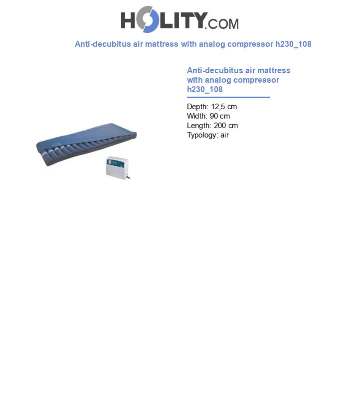 Anti-decubitus air mattress with analog compressor h230_108