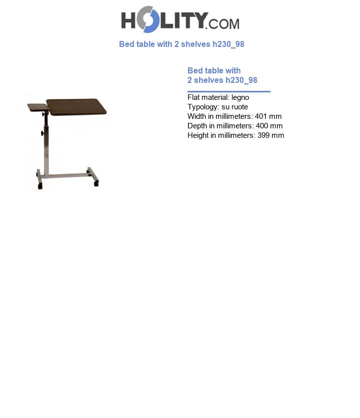 Bed table with 2 shelves h230_98