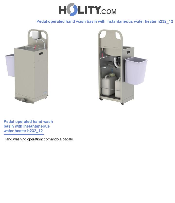 Pedal-operated hand wash basin with instantaneous water heater h232_12