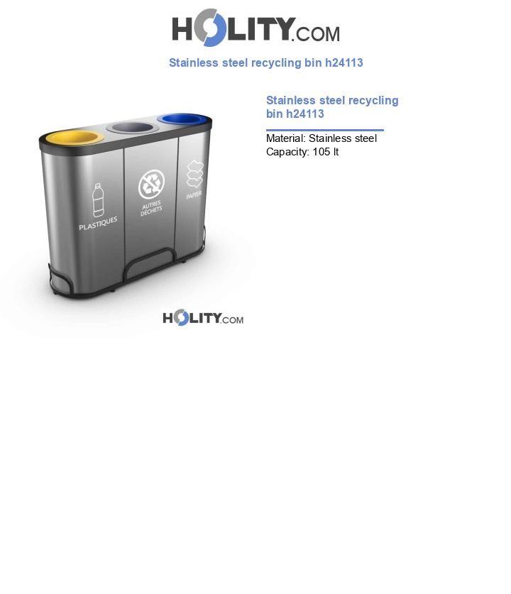 Stainless steel recycling bin h24113
