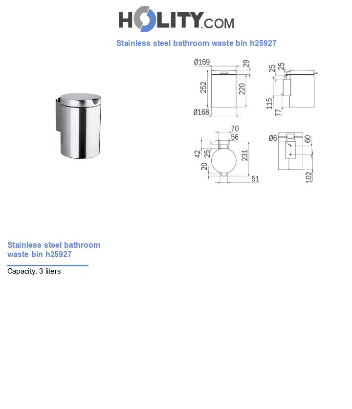 Stainless steel bathroom waste bin h25927