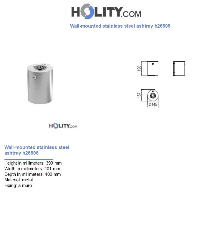 Wall-mounted stainless steel ashtray h26505