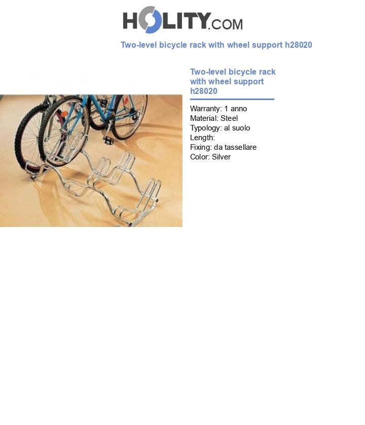 Two-level bicycle rack with wheel support h28020