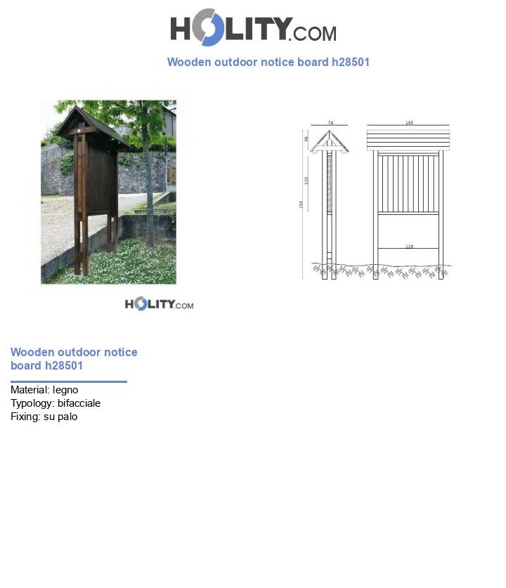 Wooden outdoor notice board h28501