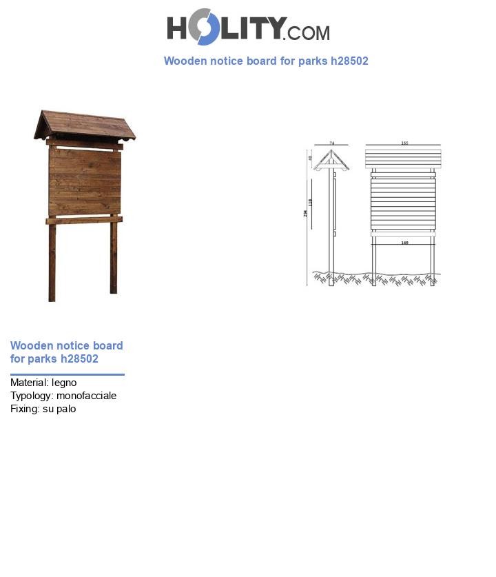 Wooden notice board for parks h28502