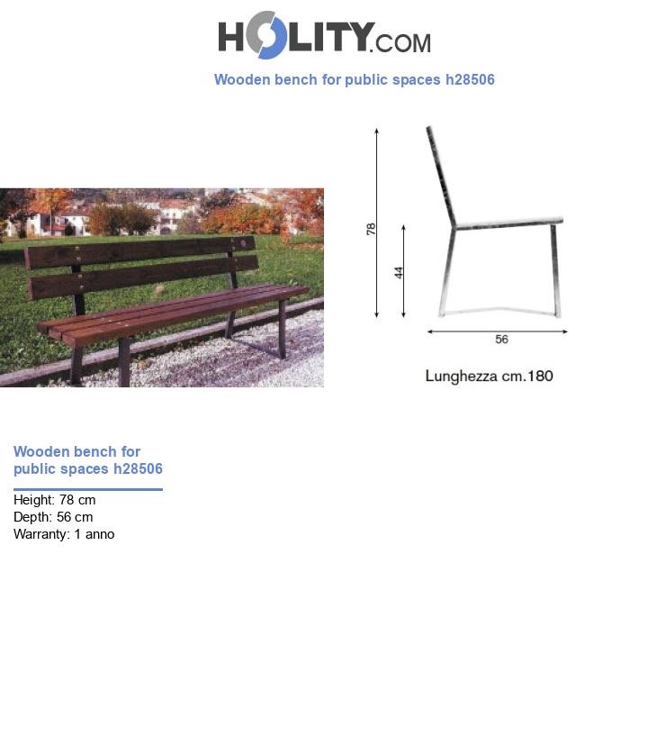 Wooden bench for public spaces h28506