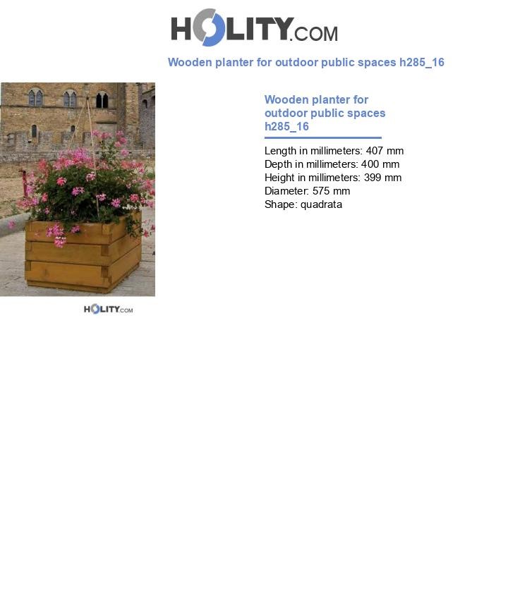 Wooden planter for outdoor public spaces h285_16