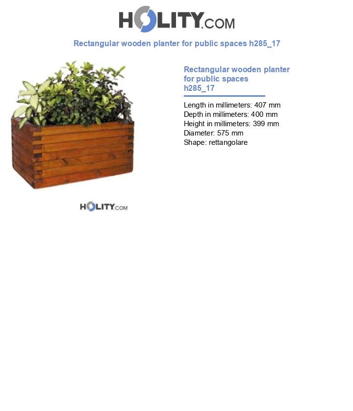 Rectangular wooden planter for public spaces h285_17