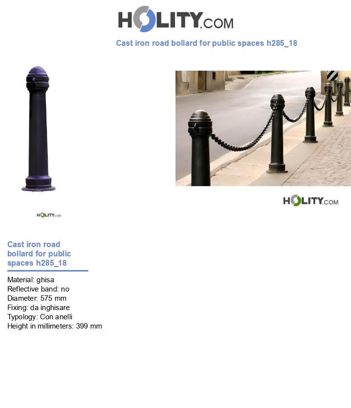 Cast iron road bollard for public spaces h285_18