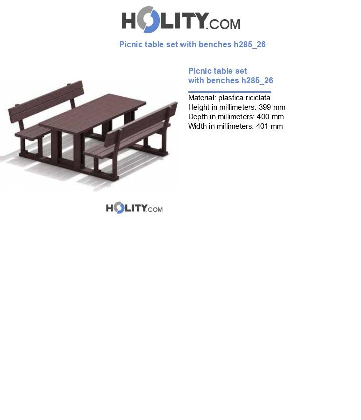 Picnic table set with benches h285_26