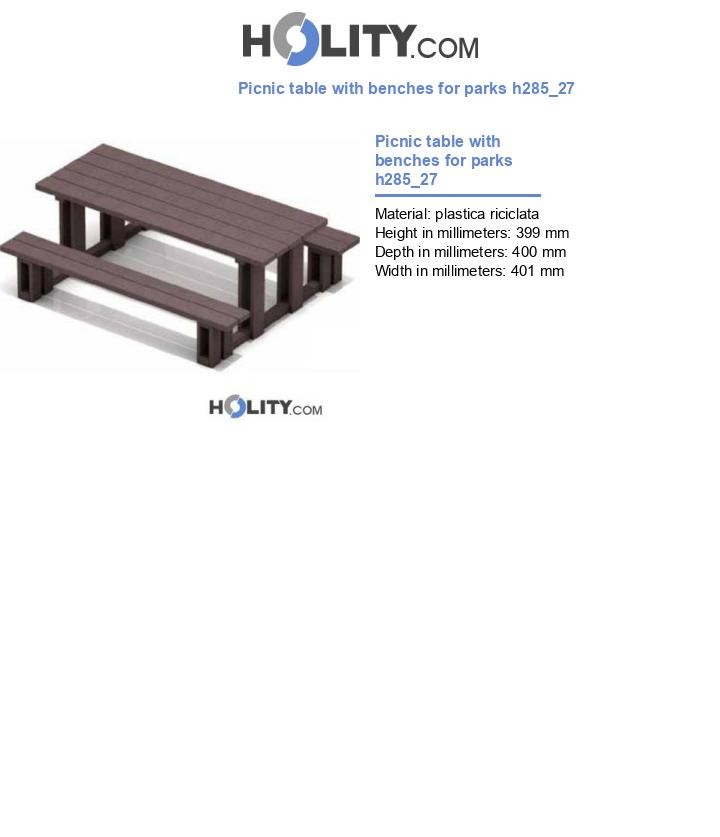 Picnic table with benches for parks h285_27