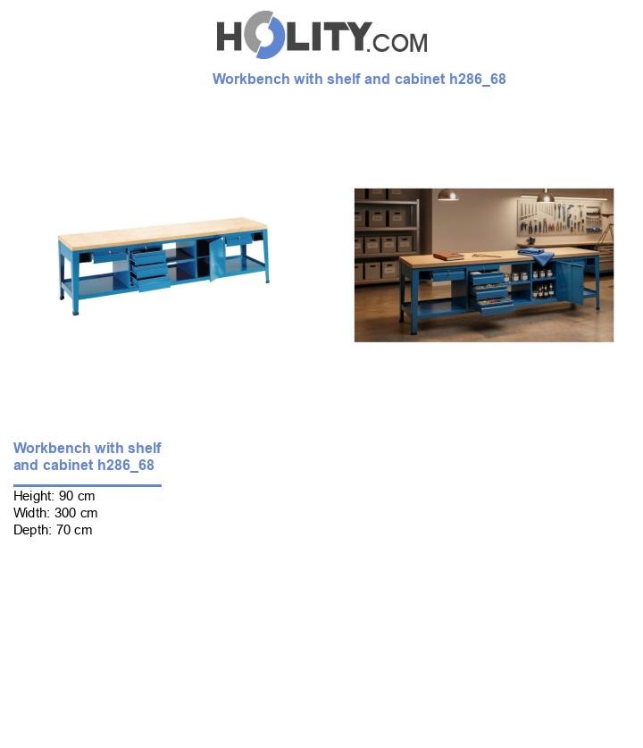 Workbench with shelf and cabinet h286_68